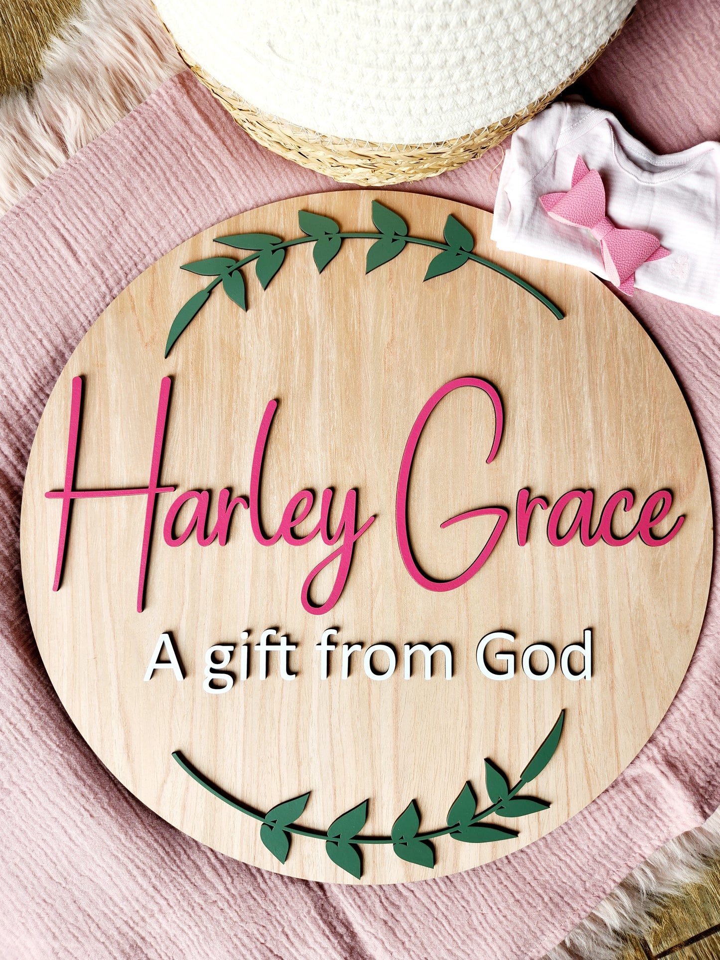 Wooden Round Name Plaque