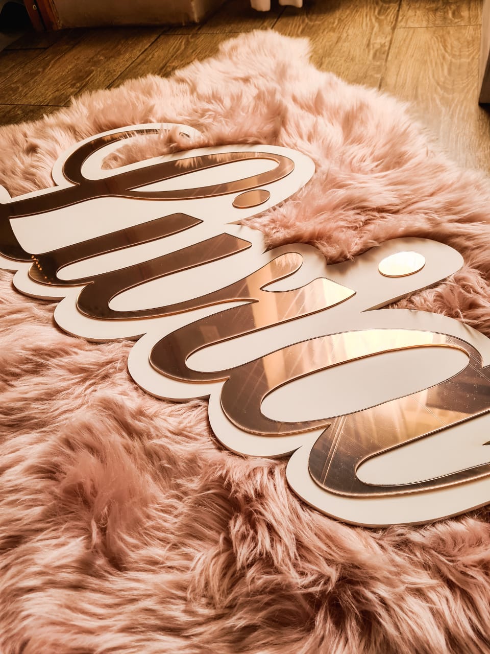 Extra Large Double Acrylic on Wood Wall Names (90cm)