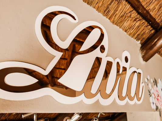 Extra Large Double Acrylic on Wood Wall Names (90cm)