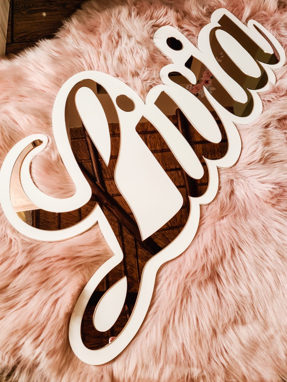 Extra Large Double Acrylic on Wood Wall Names (90cm)
