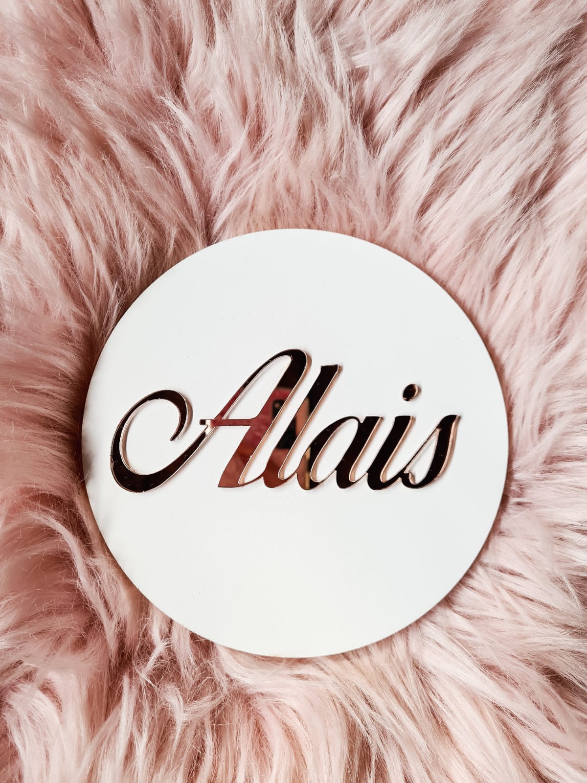 Round Acrylic on Painted Wood Name Plaque