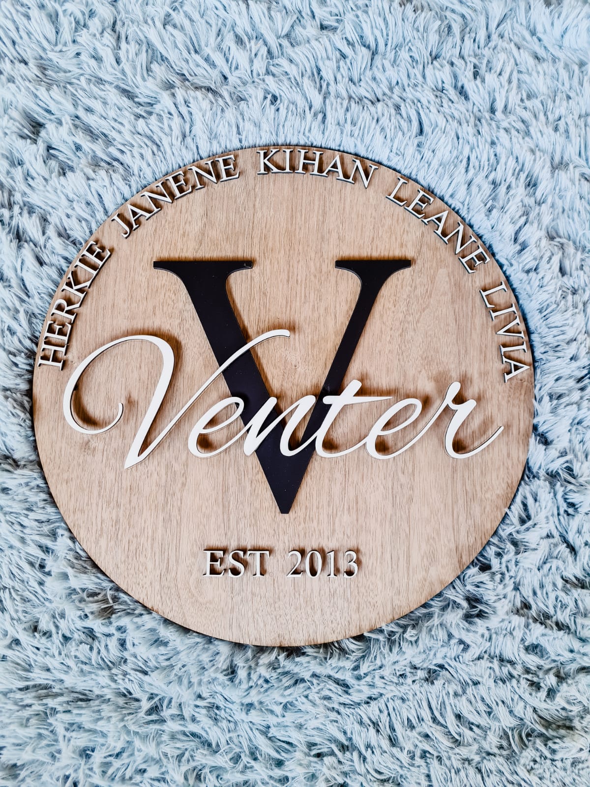 Round Wooden Family Name Plaque