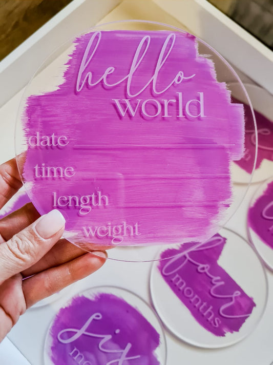 Acrylic laser engraved Birth announcements