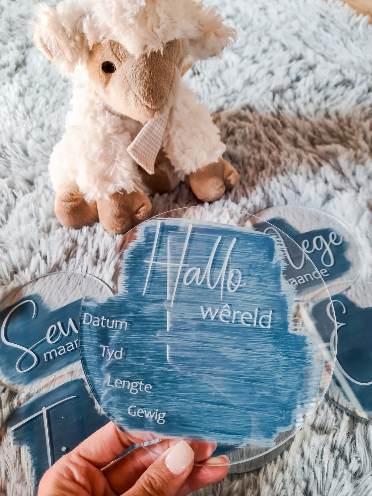 Acrylic laser engraved Birth announcements