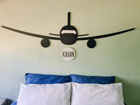 Wooden Airplane Wall Decor (Small Name Plaque Incl)