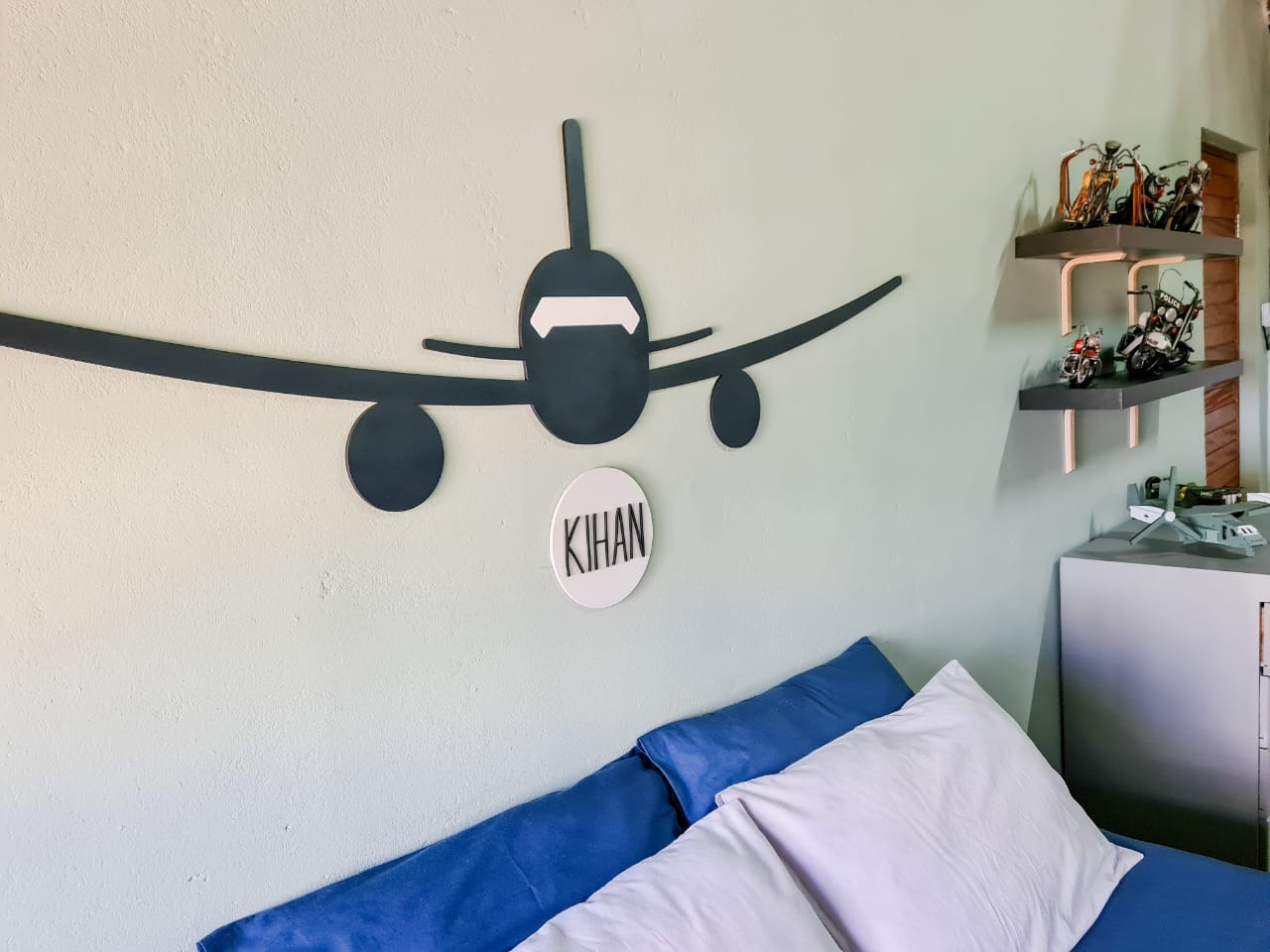 Wooden Airplane Wall Decor (Small Name Plaque Incl)