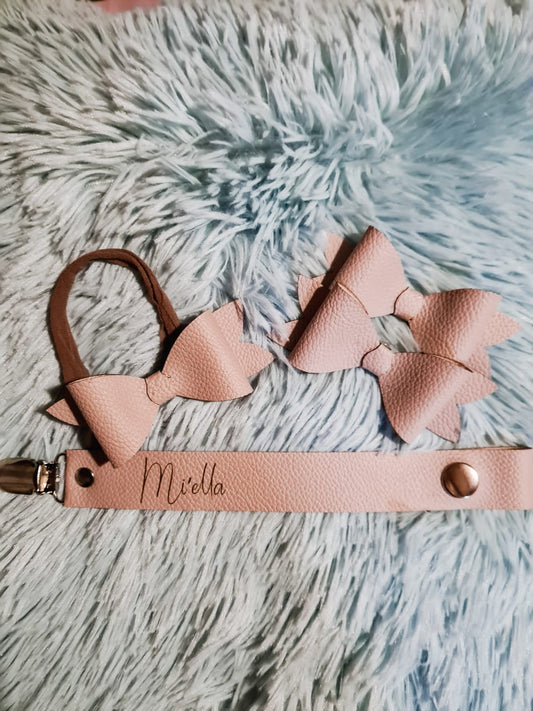 Faux Leather dummy chain blush pink
