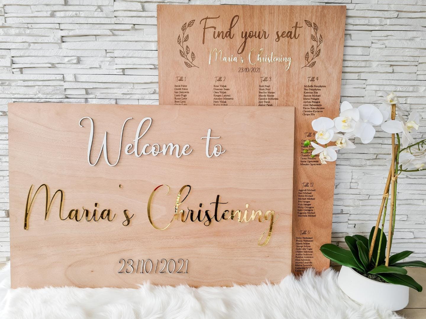 Welcome signage and/or table seating Board