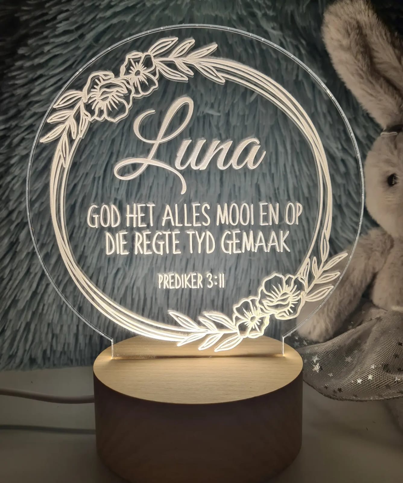 Floral LED night lights with LED base (personalised)