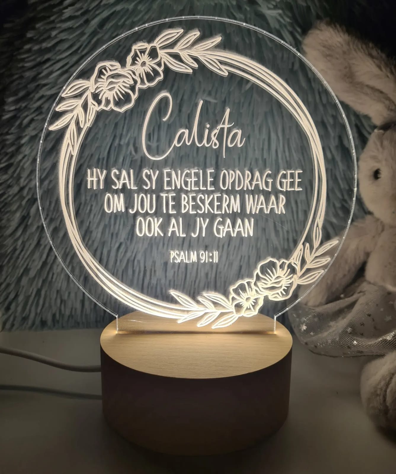 Floral LED night lights with LED base (personalised)