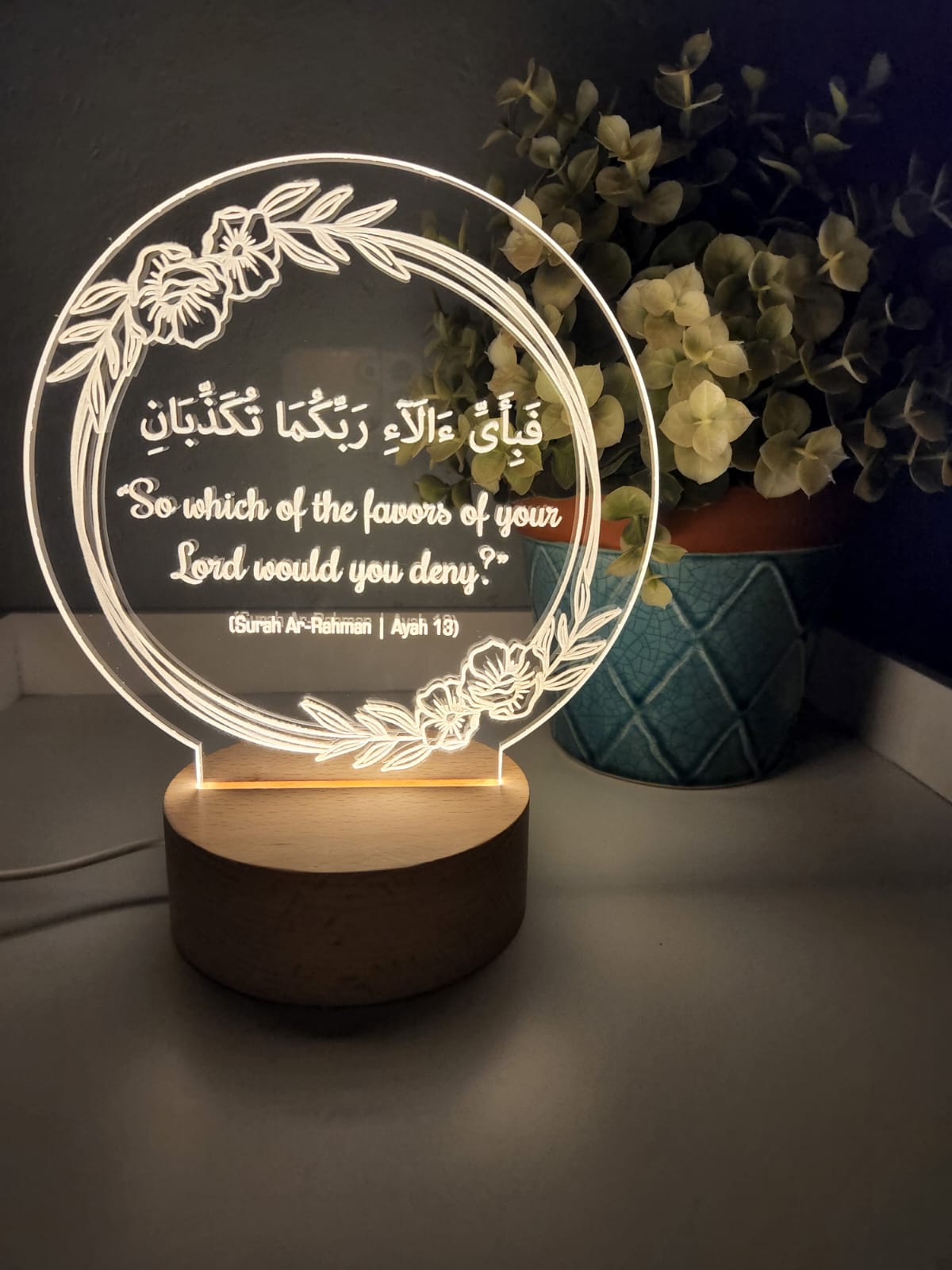 Floral LED night lights with LED base (personalised)