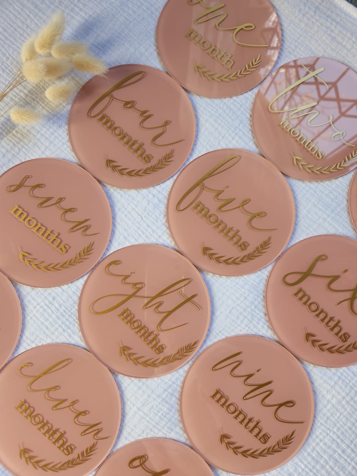 Painted Acrylic and Vinyl Monthly Milstone set