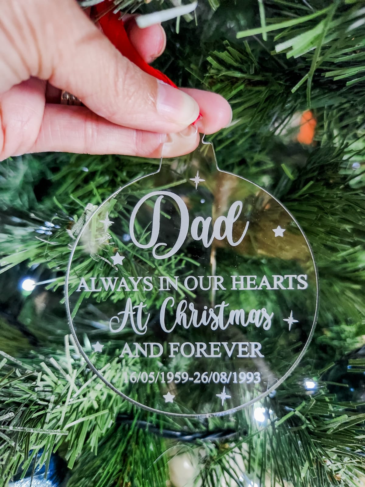 "In Memory" Christmas tree ornament (personalised)