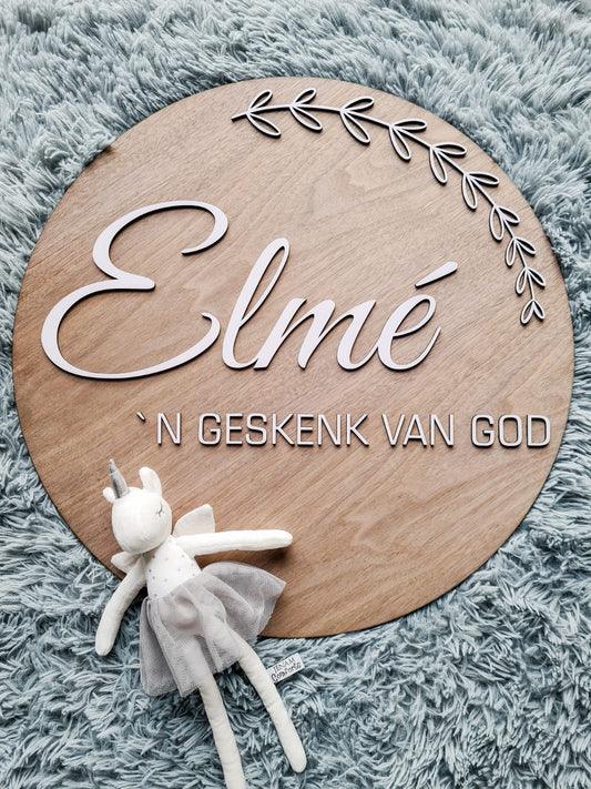 Wooden Round Name Plaque